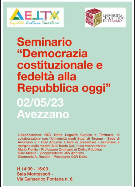 Avezzano. Seminario “Democrazia costituzionale e fedeltà alla Repubblica oggi” - Foto