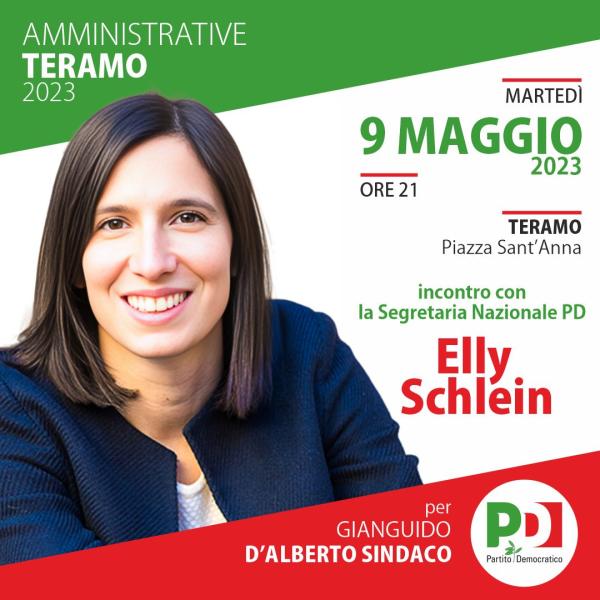 Il 9 maggio Elly Schlein a Teramo - Foto