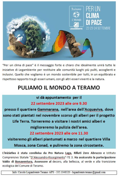 Torna con Legambiente Teramo "Puliamo il mondo" - Foto