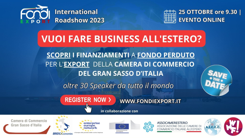 Il 25 ottobre la tappa Abruzzo del Roadshow Internazionale FondiExport.it - Foto