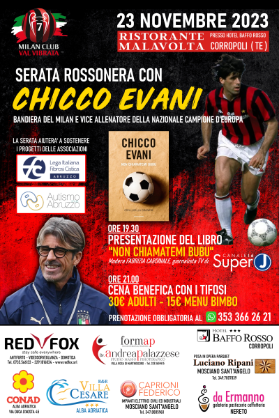 Il Milan Club Val Vibrata organizza una cena benefica con Chicco Evani ospite - Foto