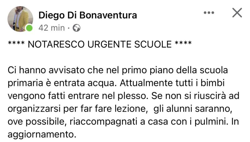 Notaresco. Entra acqua nel primo piano della scuola primaria: lezioni in dubbio - Foto