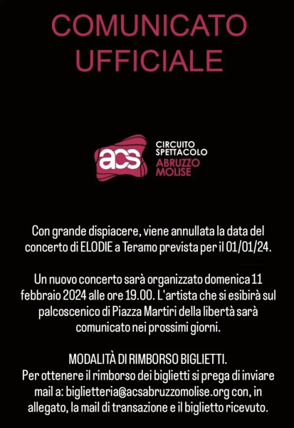 Il concerto di Elodie non sarà recuperato: in arrivo un nuovo artista per domenica 11 febbraio - Foto