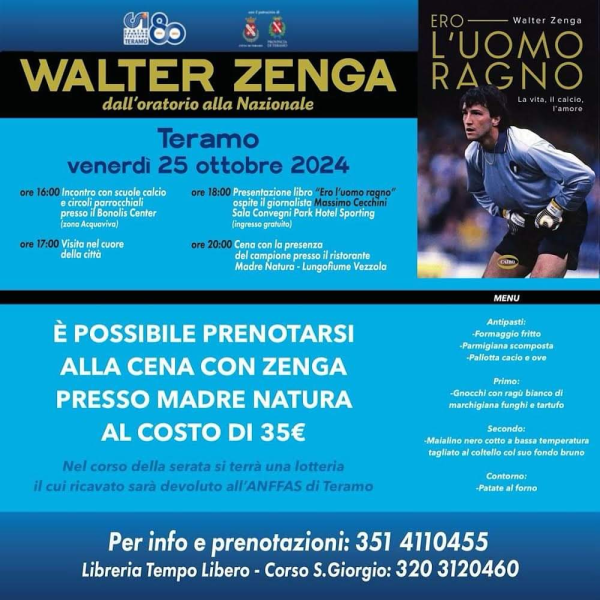 Walter Zenga a Teramo in occasione della presentazione del suo libro "Ero l'Uomo Ragno" - Foto