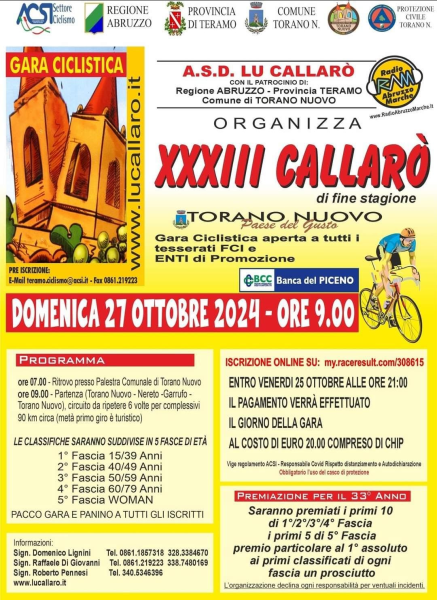 Torano. In arrivo domani la XXXIII edizione della gara ciclistica "Lu Callaro'" - Foto