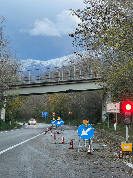 Calcinacci caduti da un viadotto sulla Teramo Montorio: transennata l'area - Foto